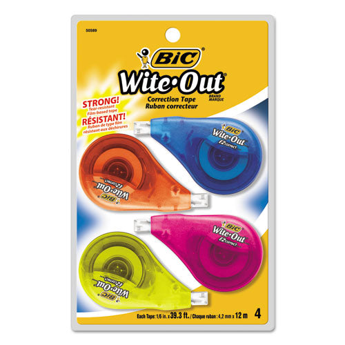 BIC - Wite-Out EZ Correct Correction Tape, Non-Refillable, 1/6-inch x 400-inch, 4/Pack, Sold as 1 PK