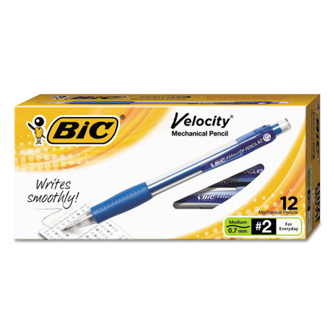 BIC - Velocity Mechanical Pencil, HB #2, 0.70 mm, Blue Barrel, Refillable, Sold as 1 DZ