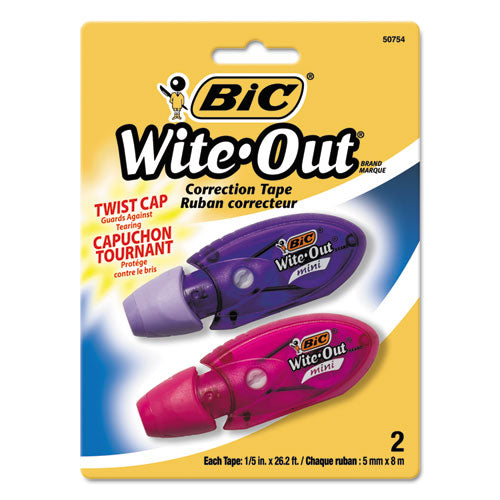 BIC - Wite-Out Mini Twist Correction Tape, Non-Refillable, 1/5-inch x 314-inch, 2/Pack, Sold as 1 PK