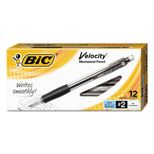 BIC - Velocity Mechanical Pencil, HB #2, 0.50 mm, Black/Smke Barrel, Refillable, Sold as 1 DZ