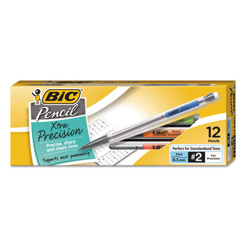 BIC - Mechanical Pencil, HB #2, 0.50 mm, Clear Barrel, Refillable, Dozen, Sold as 1 DZ