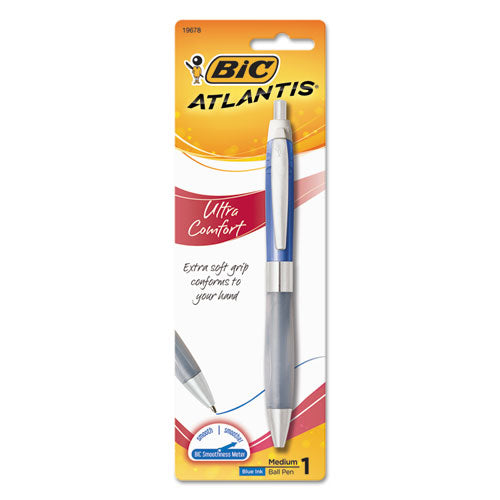 Atlantis Ultra Comfort Retractable Ballpoint Pen, Medium, Blue, Sold as 1 Each
