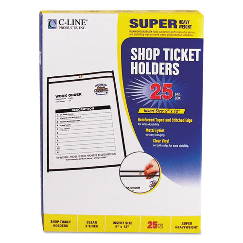 Shop Ticket Holders, Stitched, Both Sides Clear, 75", 9 x 12, 25/BX, Sold as 1 Box, 25 Each per Box 