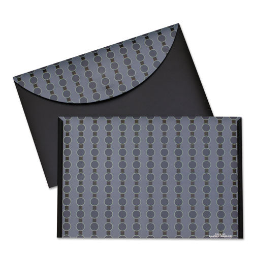 Circle Pattern Expanding File, Letter, 1-Pocket, Reusable Envelope, Black/Gray, Sold as 1 Each