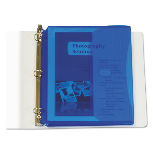 Poly Binder Pockets, 11 1/2 x 9 1/4, Blue, 5/Pack, Sold as 1 Package