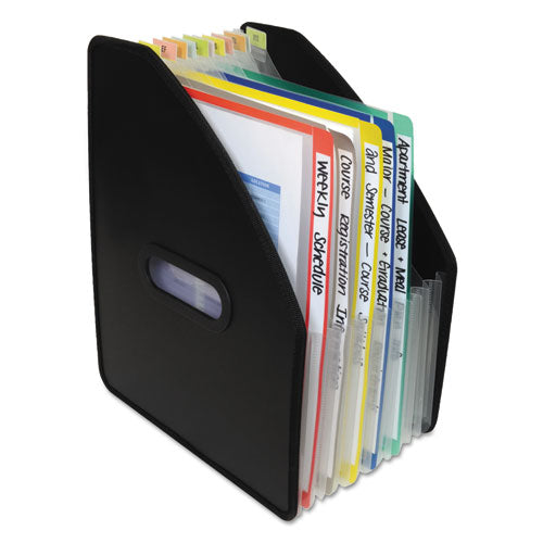 Vertical Expanding File, 13-Pocket, 10" Expansion, Letter, Poly, Black, Sold as 1 Each