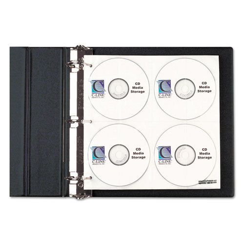 C-Line - CD/DVD Refillable D-Ring Binder Kit, Holds 80 Disks, Black, Sold as 1 EA
