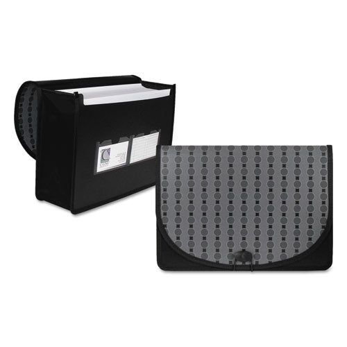 Circle Pattern Expanding File, Letter, 1-Pocket, Document Case, Black/Gray, Sold as 1 Each