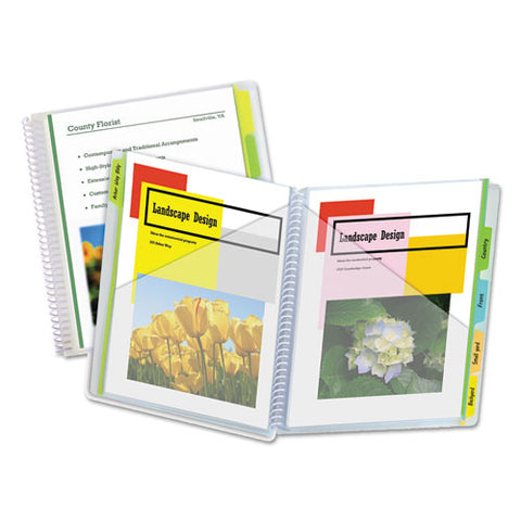 10-Pocket Poly Portfolio with Write-On Tabs, Polypropylene, Clear, Sold as 1 Each