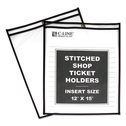 Shop Ticket Holders, Stitched, Both Sides Clear, 75", 12 x 15, 25/BX, Sold as 1 Box, 25 Each per Box 