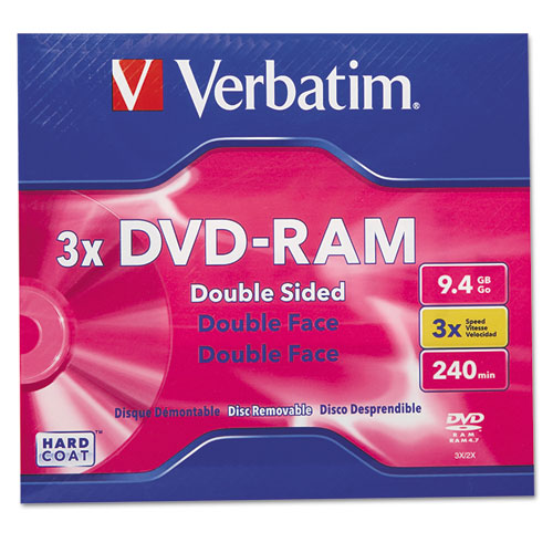 Verbatim - Type 4 Double-Sided DVD-RAM Cartridge, 9.4GB, 3x, Sold as 1 EA