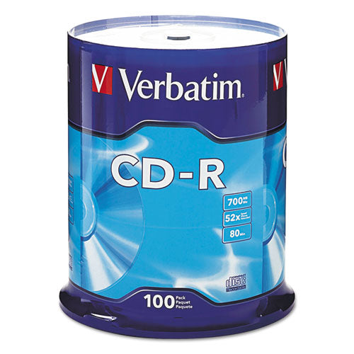 Verbatim - CD-R Discs, 700MB/80min, 52x, Spindle, Silver, 100/Pack, Sold as 1 PK