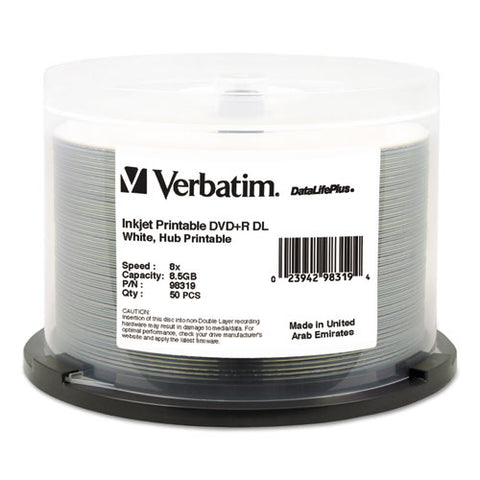 DVD+R Dual Layer Recordable Disc, 8.5GB, 8X, Printable, Spindle, 50/Pk, Sold as 1 Package