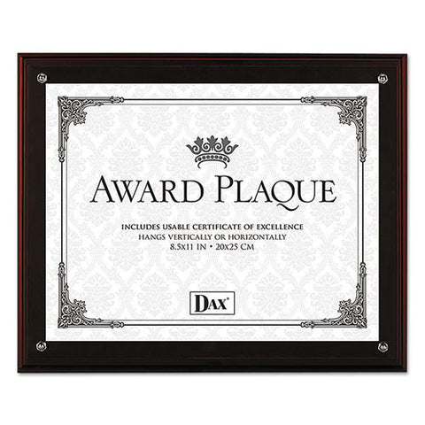 Award Plaque with Easel, 8 1/2 x 11, Mahogany Frame, Sold as 1 Each