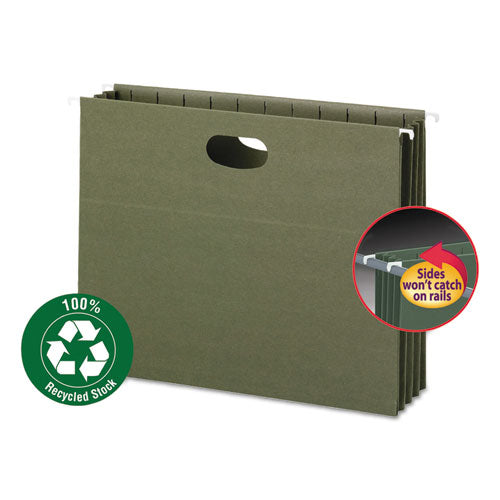 100% Recycled Hanging Pockets with Full-Height Gusset, Letter, Green, 10/Box, Sold as 1 Box, 10 Each per Box 