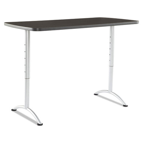 ARC Sit-to-Stand Tables, Rectangular Top, 30w x 60d x 42h, Gray Walnut/Silver, Sold as 1 Each