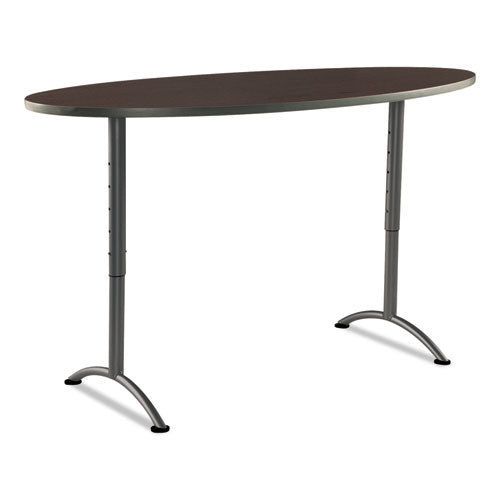 ARC Sit-to-Stand Tables, Oval Top, 36w x 72d x 42h, Walnut/Gray, Sold as 1 Each