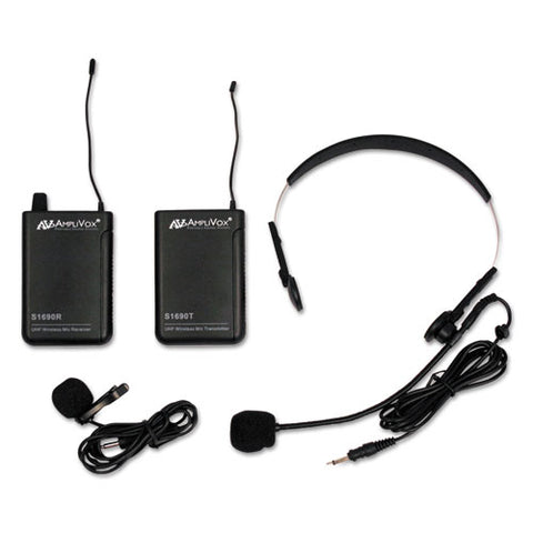 Wireless Lapel and Headset Microphone Kit, Sold as 1 Each