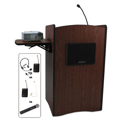 Multimedia Smart Computer Wireless Lectern, 25-1/2w x 20-1/4d x 43-1/2h,Mahogany, Sold as 1 Each