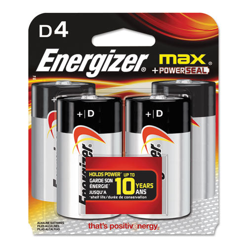 Energizer - MAX Alkaline Batteries, D, 4 Batteries/Pack, Sold as 1 PK