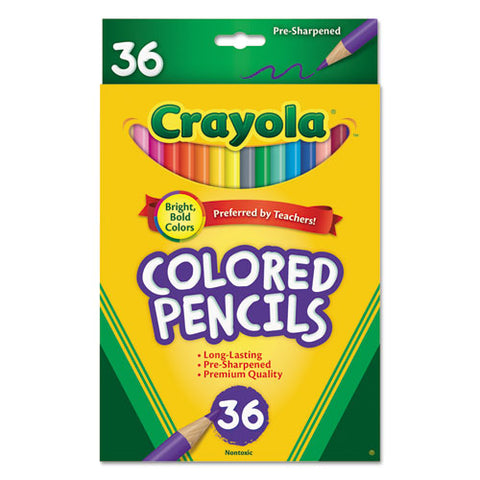 Crayola - Long Barrel Colored Woodcase Pencils, 3.3 mm, 36 Assorted Colors/Set, Sold as 1 ST