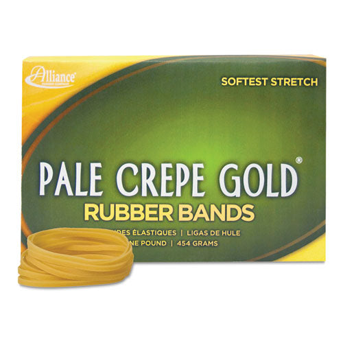 Alliance - Pale Crepe Gold Rubber Bands, Size 32, 3 x 1/8, 1lb Box, Sold as 1 BX