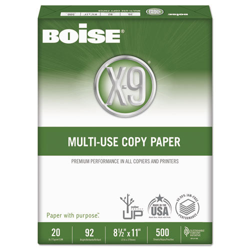 Boise - X-9 Copy Paper, 92 Brightness, 20lb, 8-1/2 x 11, White, 5000 Sheets/Carton, Sold as 1 CT