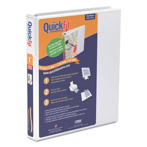 QuickFit Round-Ring View Binder, 1" Capacity, White, Sold as 1 Each