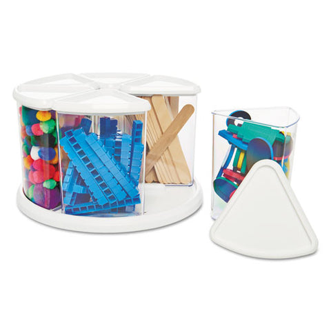 6 Canister Carousel Organizer, Plastic, 11 1/8 x 11 1/8, White/Clear, Sold as 1 Each
