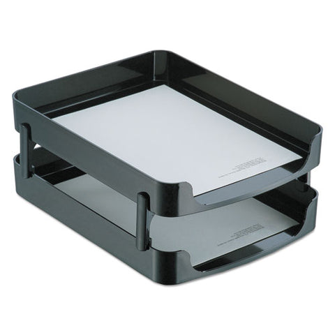 2200 Series Front-Loading Desk Tray, Two Tiers, Plastic, Letter, Black, Sold as 1 Set