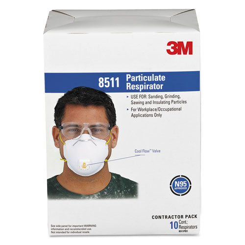 3M - Particulate Respirator w/Cool Flow Exhalation Valve, 10 Masks/Box, Sold as 1 BX