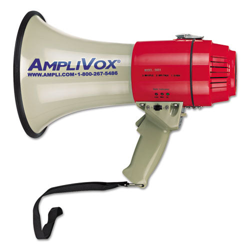 AmpliVox - MightyMeg Piezo Dynamic Megaphone, 15W, 5/8 Mile Range, Sold as 1 EA