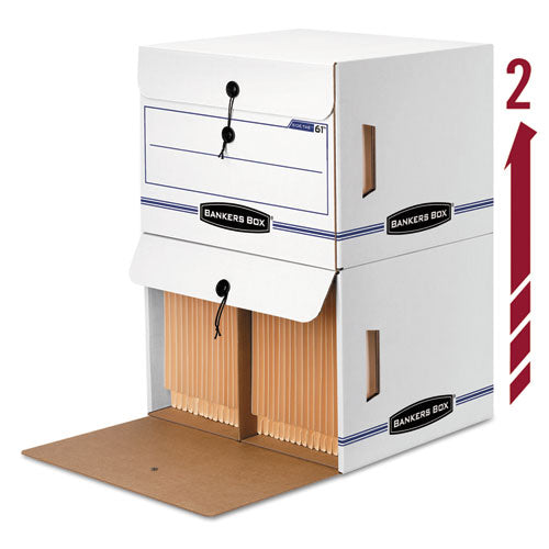 Bankers Box - Side-Tab File Storage Box, Letter, 15-1/4 x 13-1/2 x 10-3/4, White/Blue, 12/Ctn, Sold as 1 CT