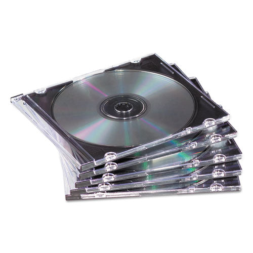Fellowes - Thin Jewel Case, Clear/Black, 50/Pack, Sold as 1 PK