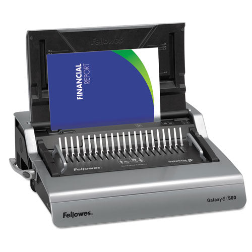 Fellowes - Galaxy Comb Binding System, 500 Sheets, 19-5/8w x 17-3/4d x 6-1/2h, Gray, Sold as 1 EA