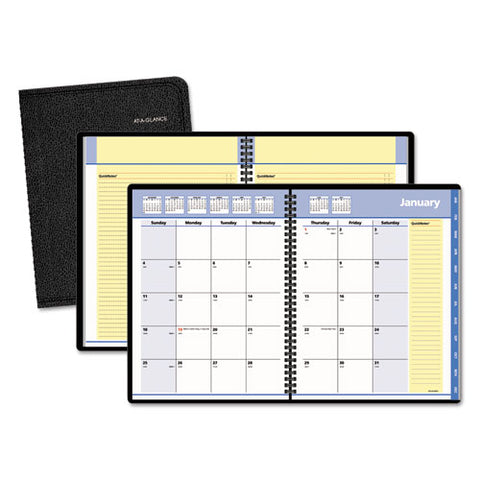 AT-A-GLANCE - QuickNotes Recycled Monthly Planner, 6-7/8 x 8-3/4, Black, Sold as 1 EA