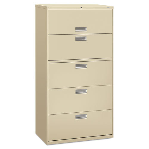 HON - 600 Series Five-Drawer Lateral File, 36w x19-1/4d, Putty, Sold as 1 EA