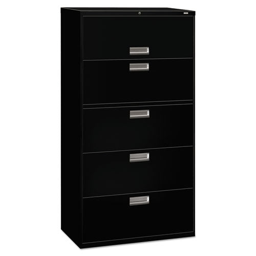 HON - 600 Series Five-Drawer Lateral File, 36w x19-1/4d, Black, Sold as 1 EA