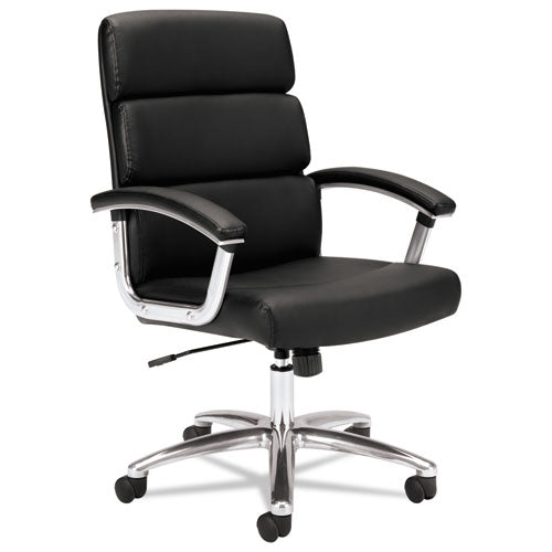 VL103 Series Executive Mid-Back Chair, Black Leather, Sold as 1 Each