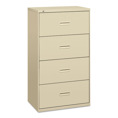 basyx - 400 Series Four-Drawer Lateral File, 30w x53-1/4h x19-1/4d, Putty, Sold as 1 EA