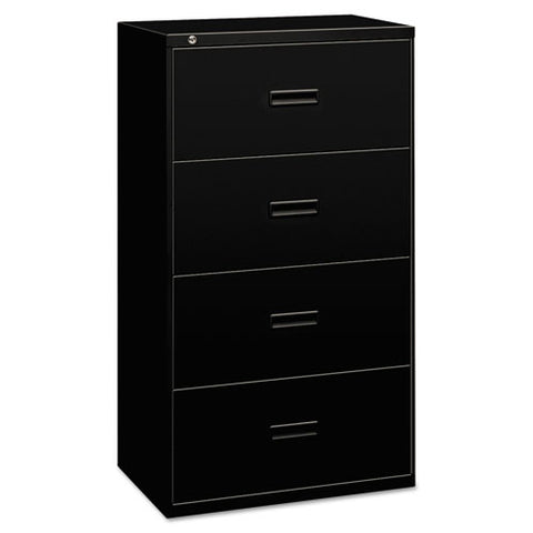 basyx - 400 Series Four-Drawer Lateral File, 30w x53-1/4h x19-1/4d, Black, Sold as 1 EA