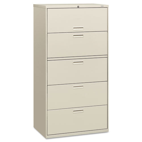HON - 500 Series Five-Drawer Lateral File, 36w x67h x19-1/4h, Light Gray, Sold as 1 EA