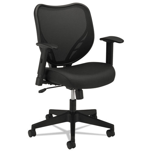 basyx - VL551 Mid-Back Swivel/Tilt Chair, Fabric Seat, Mesh Back, Black, Sold as 1 EA