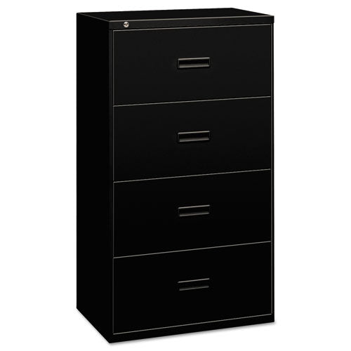 basyx - 400 Series Four-Drawer Lateral File, 36w x 19-1/4d x 53-1/4h, Black, Sold as 1 EA