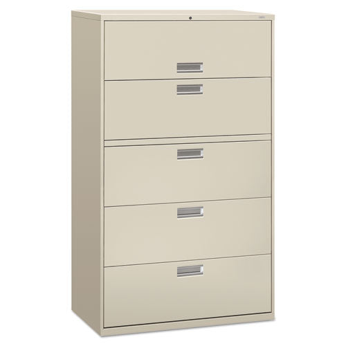 HON - 600 Series Five-Drawer Lateral File, 42w x19-1/4d, Light Gray, Sold as 1 EA