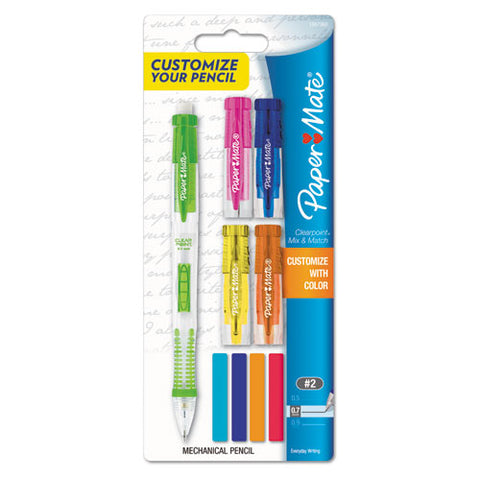 Clearpoint Mix & Match Mechanical Pencil, 0.7 mm, Assorted Color Tops, Sold as 1 Set