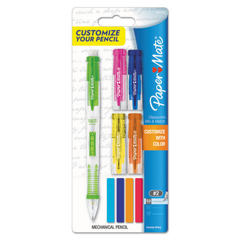 Clearpoint Mix & Match Mechanical Pencil, 0.5 mm, Assorted Color Tops, Sold as 1 Set