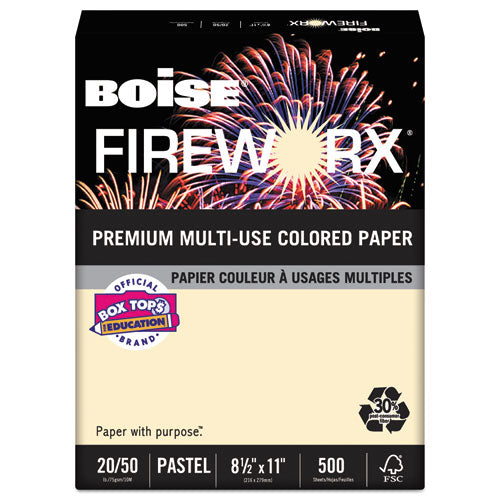 Boise - FIREWORX Colored Paper, 20lb, 8-1/2 x 11, Flashing Ivory, 500 Sheets/Ream, Sold as 1 RM