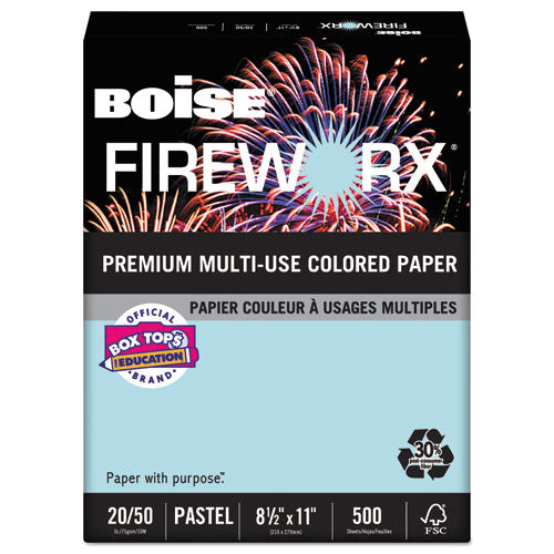 Boise - FIREWORX Colored Paper, 20lb, 8-1/2 x 11, Bottle Rocket Blue, 500 Sheets/Ream, Sold as 1 RM