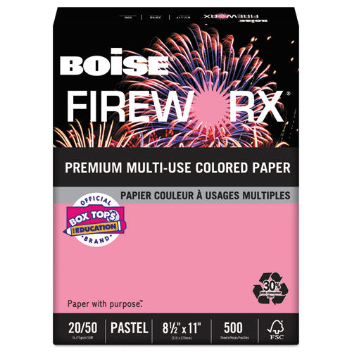 Boise - FIREWORX Colored Paper, 20lb, 8-1/2 x 11, Cherry Charge, 500 Sheets/Ream, Sold as 1 RM